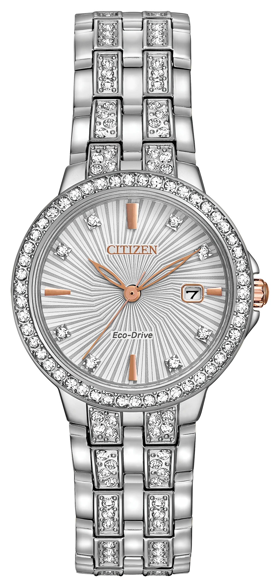 Silhouette Crystal - Ladies Eco-Drive EW2340-58A Silver Watch